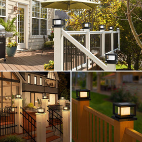 Mlambert black post light provides clear night illumination for decks