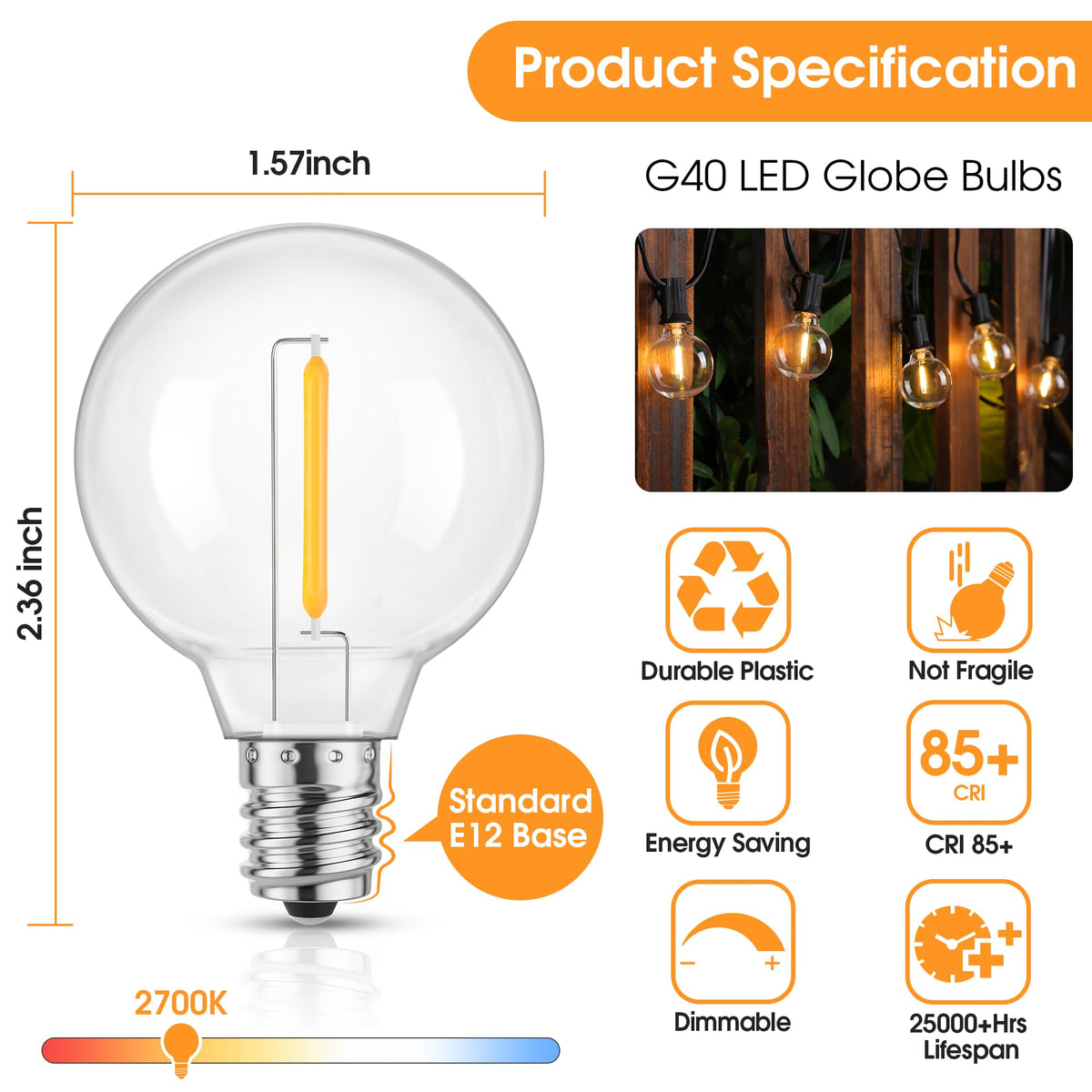 Mlambert G40 LED bulb compatible with 110-130V mains.