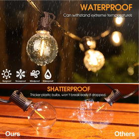 Mlambert G40 LED bulbs in clear plastic, weatherproof construction.