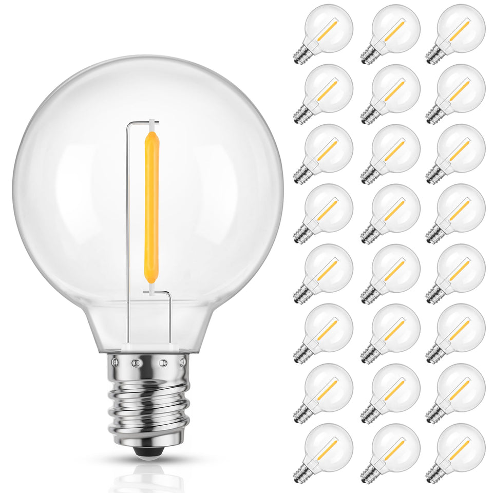 Mlambert G40 LED globe close-up, shatterproof for outdoor string lights.