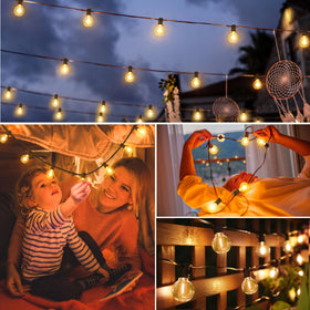 Mlambert G40 bulbs on outdoor patio string lights.