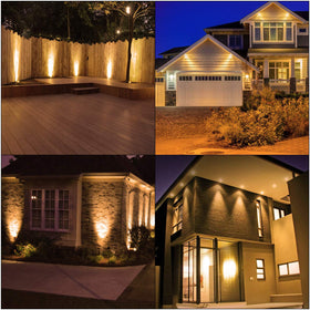 Mlambert landscape lighting with MR16 bulbs showcasing garden features.