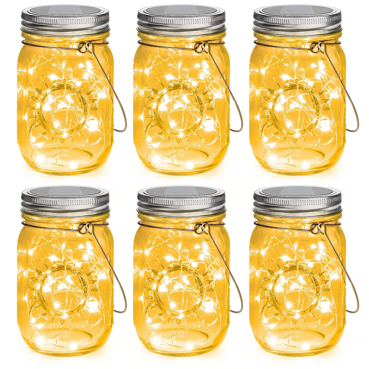 Mlambert Mason Jar Solar Lights glow warmly for outdoor ambiance on the patio