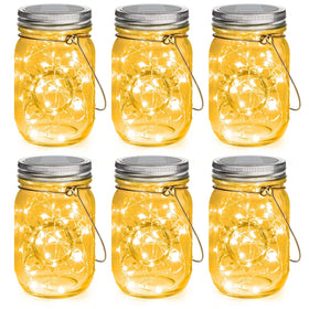 Mlambert Mason Jar Solar Lights glow warmly for outdoor ambiance on the patio