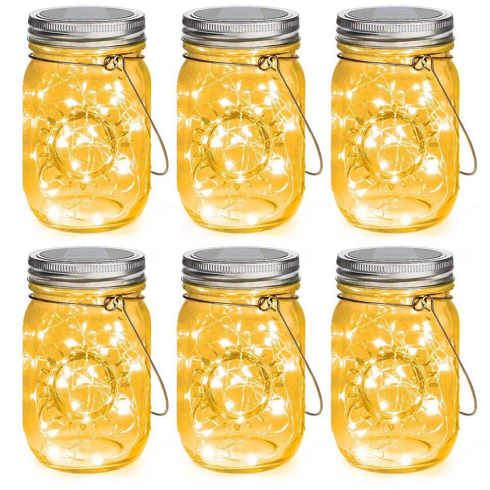 Mlambert Mason Jar Solar Lights glow warmly for outdoor ambiance on the patio