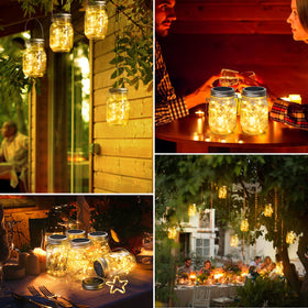 Close-up of the Mlambert six-pack jar lights set for outdoor decor