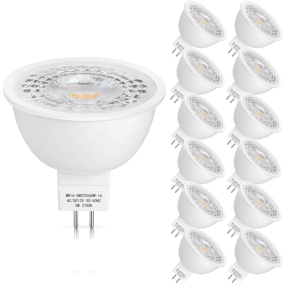 Mlambert MR16 LED bulbs 12V 5W with GU5.3 base, ideal for landscape lighting.