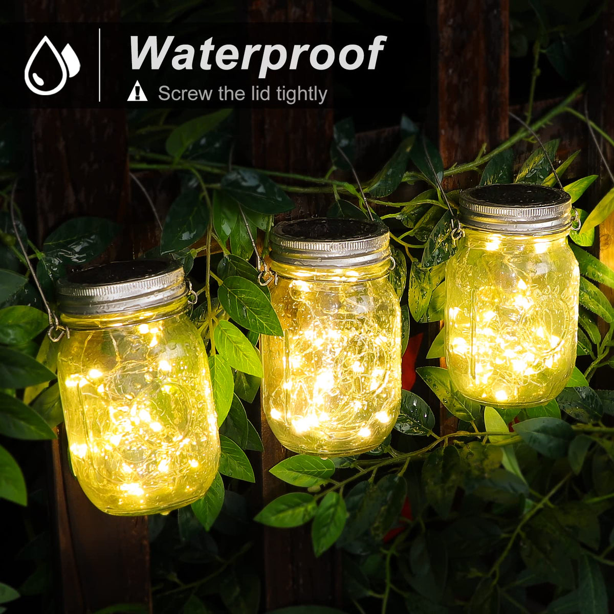 Outdoor patio ambient lighting with Mlambert jars at dusk
