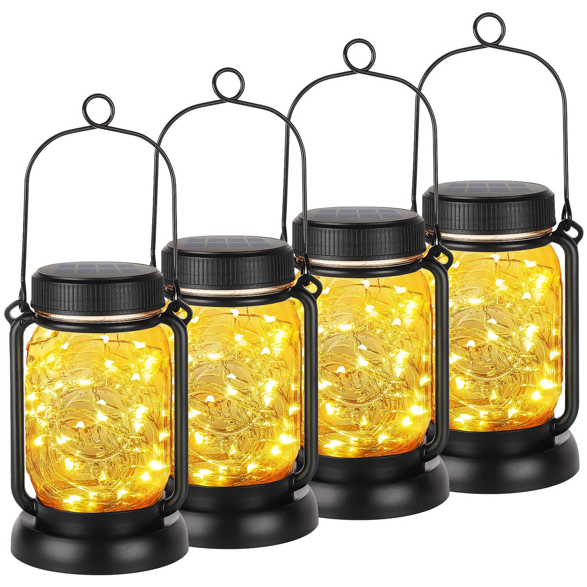 Mlambert solar Mason jar lantern hanging for cozy outdoor evenings