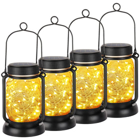 Mlambert solar Mason jar lantern hanging for cozy outdoor evenings