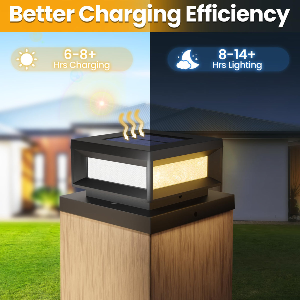Mlambert solar post cap lights in warm white mode create inviting outdoor ambience