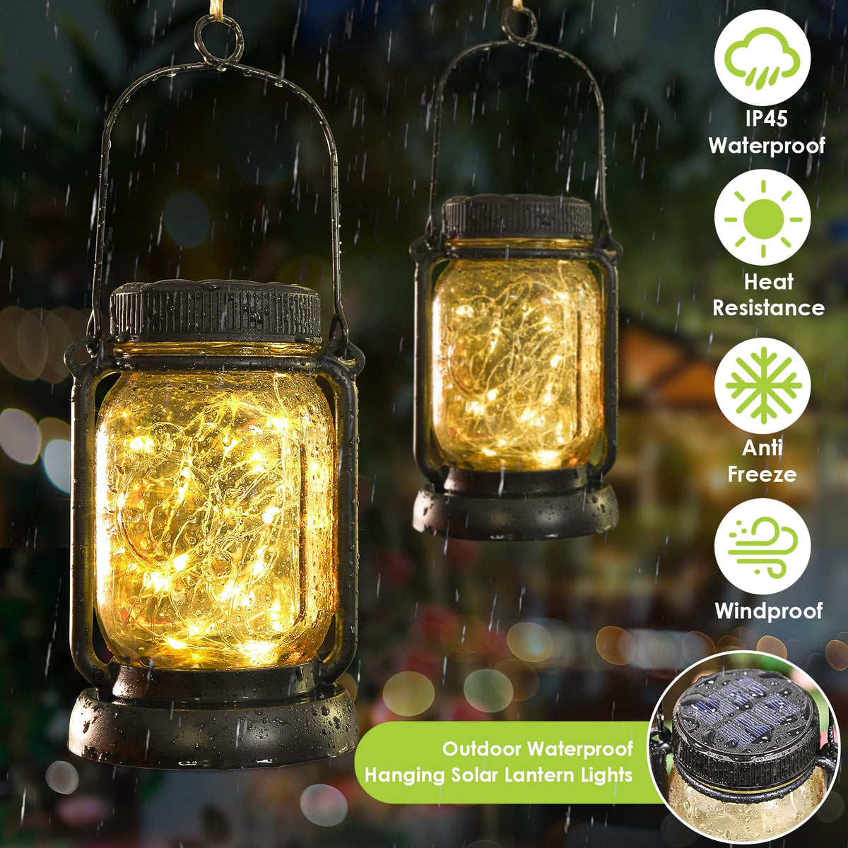 Mlambert warm white LEDs glow inside a vintage mason jar
