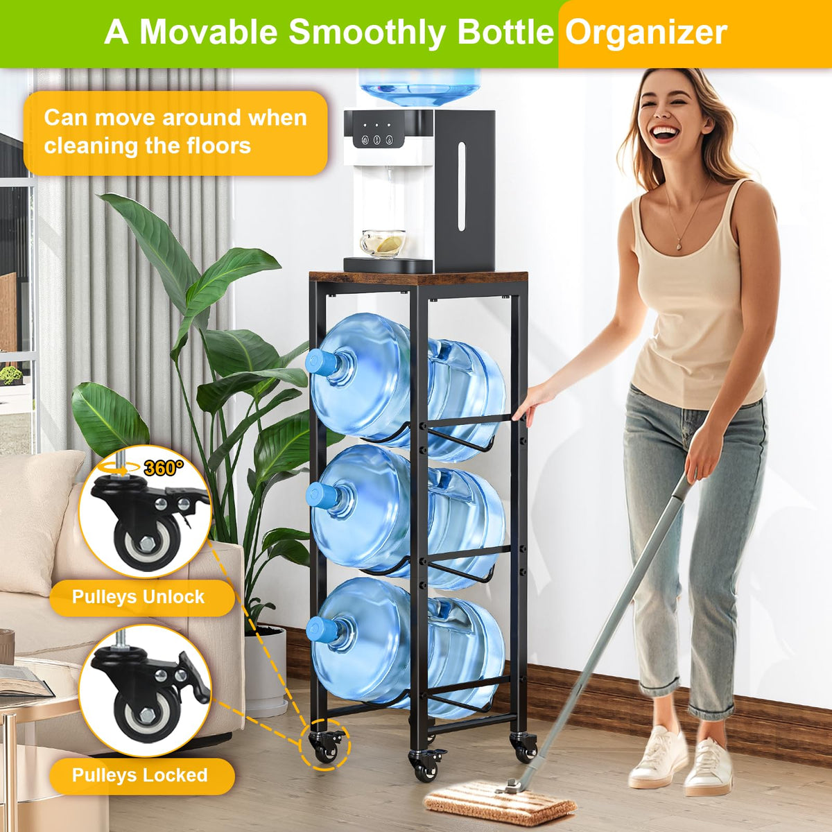 Mlinavn 3-tier rack side view highlights sturdy steel frame and stable storage.