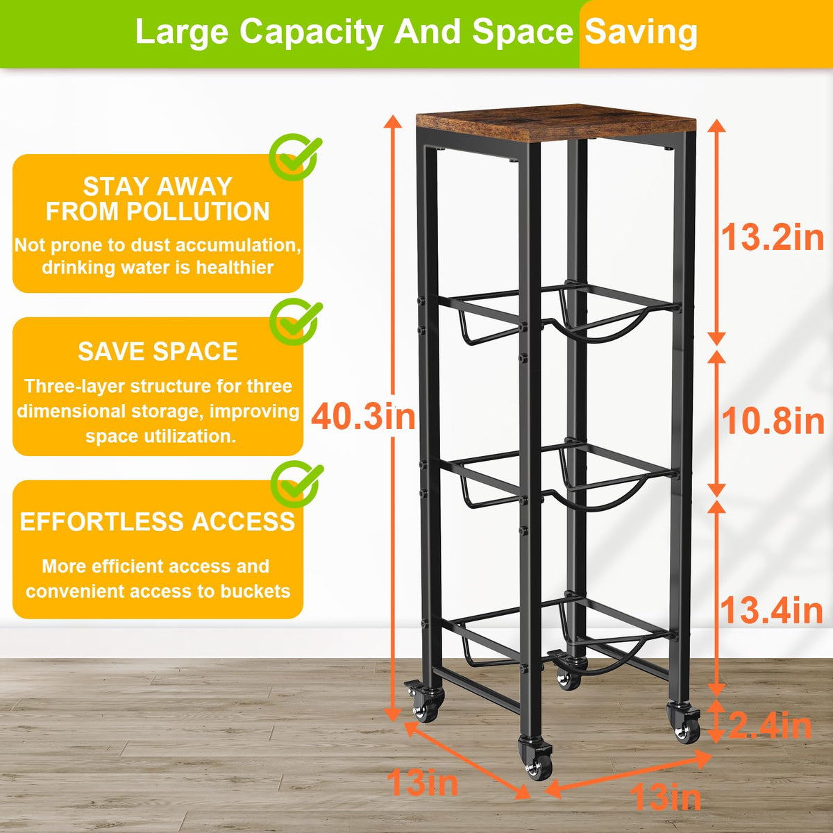 Mlinavn compact storage stand keeps water bottles off the floor.