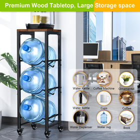 Mlinavn water jug rack with lockable casters for secure placement.