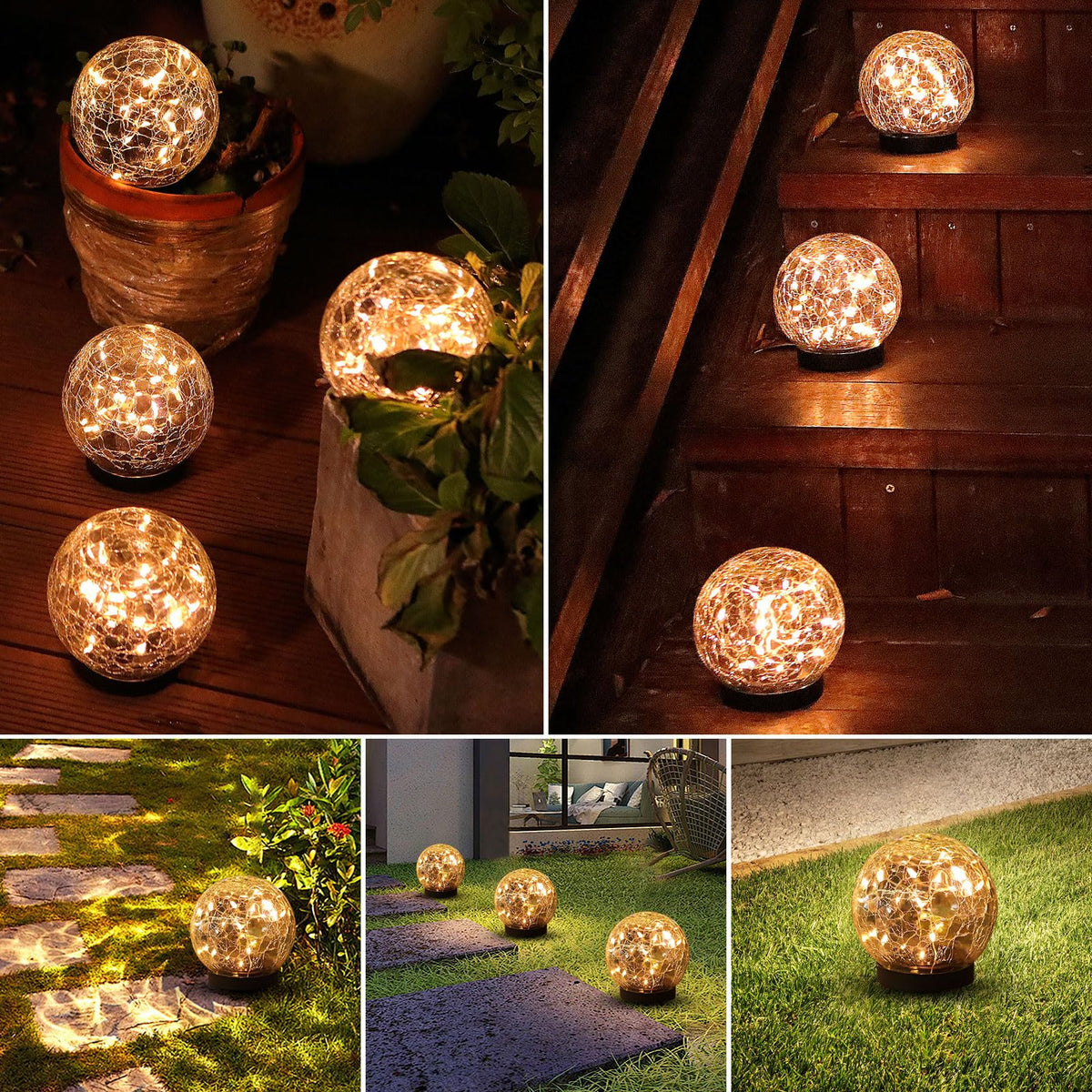 MLKNK 600mAh battery solar ball keeps illumination through long evenings.