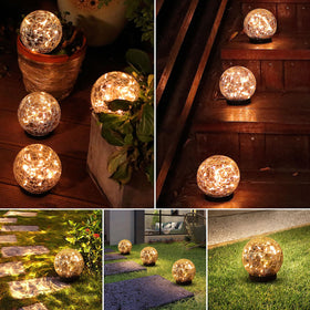 MLKNK 600mAh battery solar ball keeps illumination through long evenings.