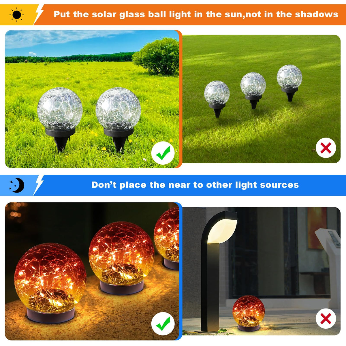 MLKNK crackle-glass globe light enhances yard decor with soft lighting