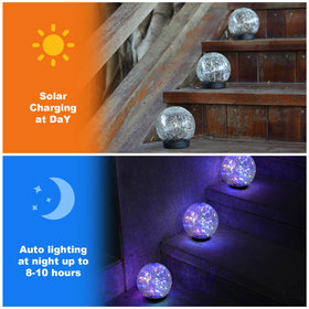 MLKNK solar globe lawn decor enhances patio and yard ambiance.
