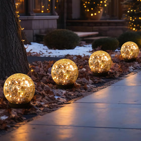 MLKNK solar globe light outdoor ball provides gentle pathway illumination.
