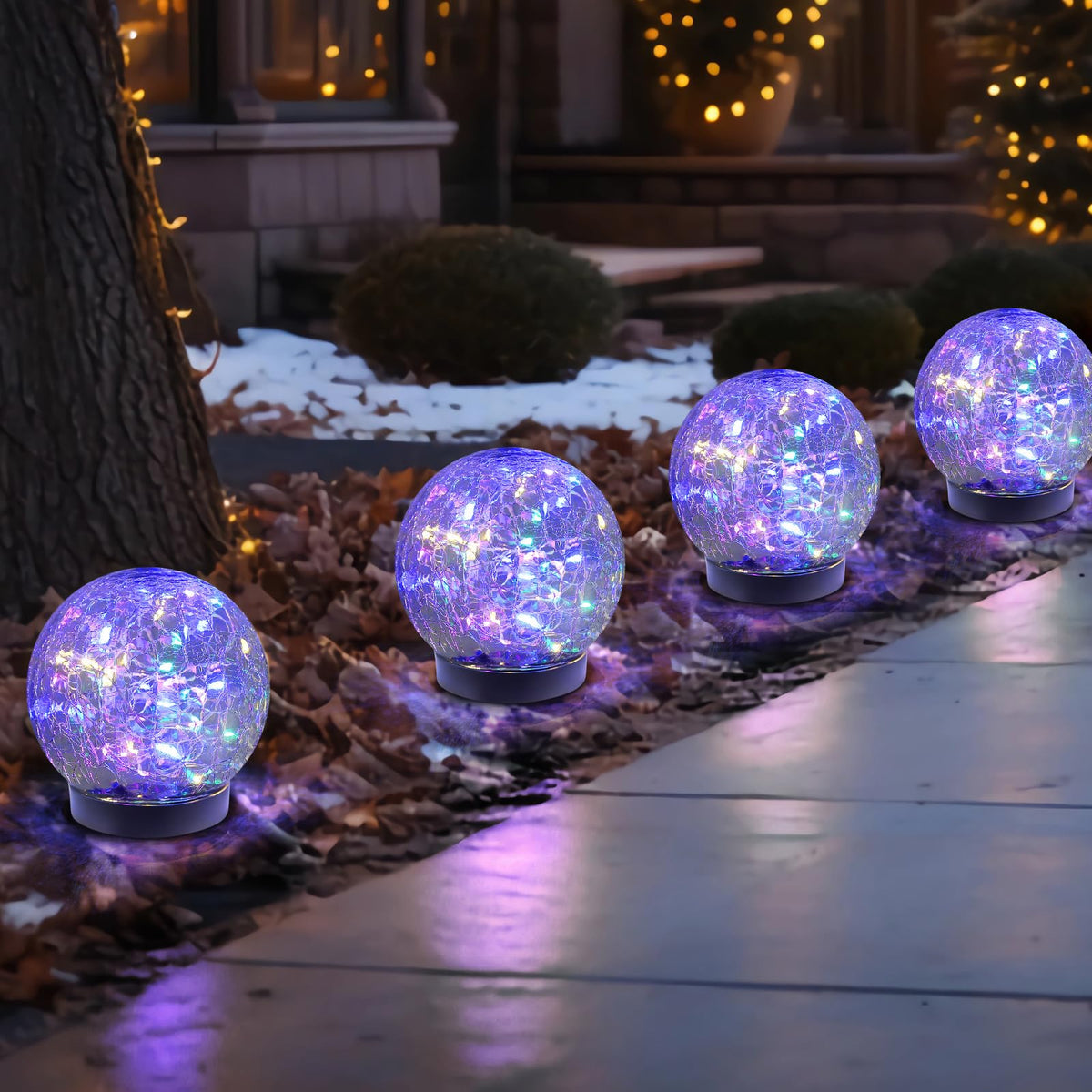 MLKNK outdoor solar globe light in waterproof design for patios and gardens.
