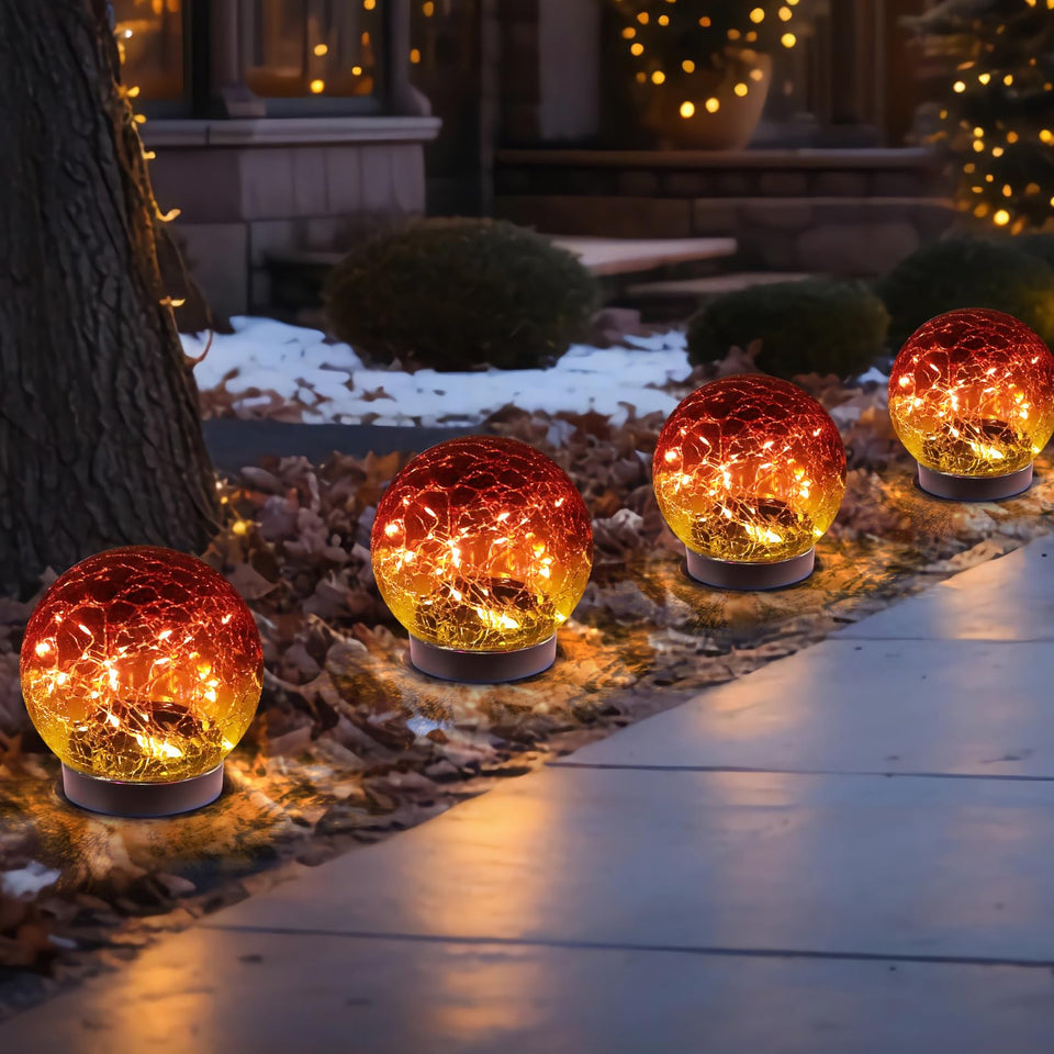 MLKNK Solar Globe Lights with cracked glass ball add warm glow to evenings