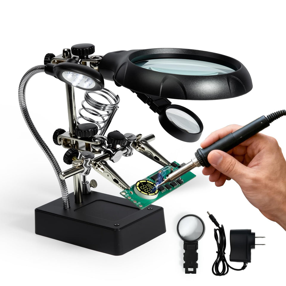 mlogiroa desktop magnifier with 2.5x lens for precise soldering work