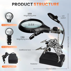 mlogiroa desktop magnifier with 7.5x lens reveals fine circuit details