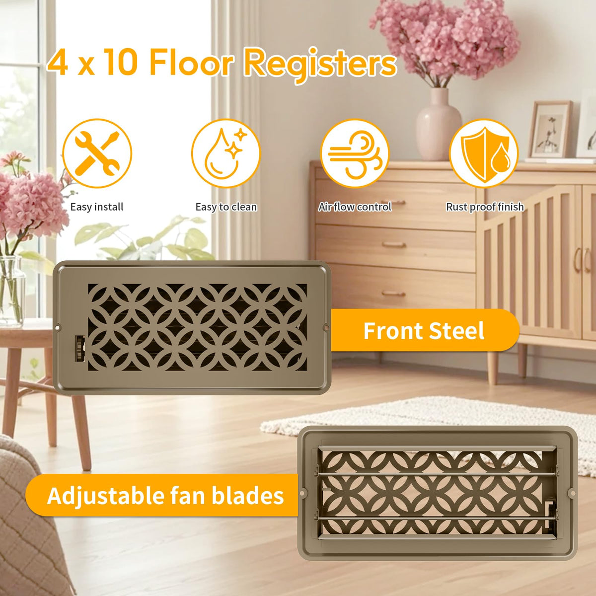 Easy installation with screws provides secure mounting and a clean, integrated look.