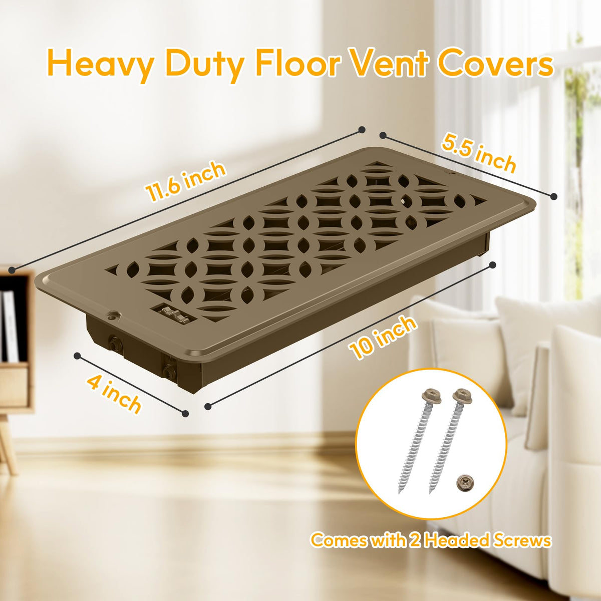 MMFSF rust-proof steel vent cover protects floors during daily foot traffic.