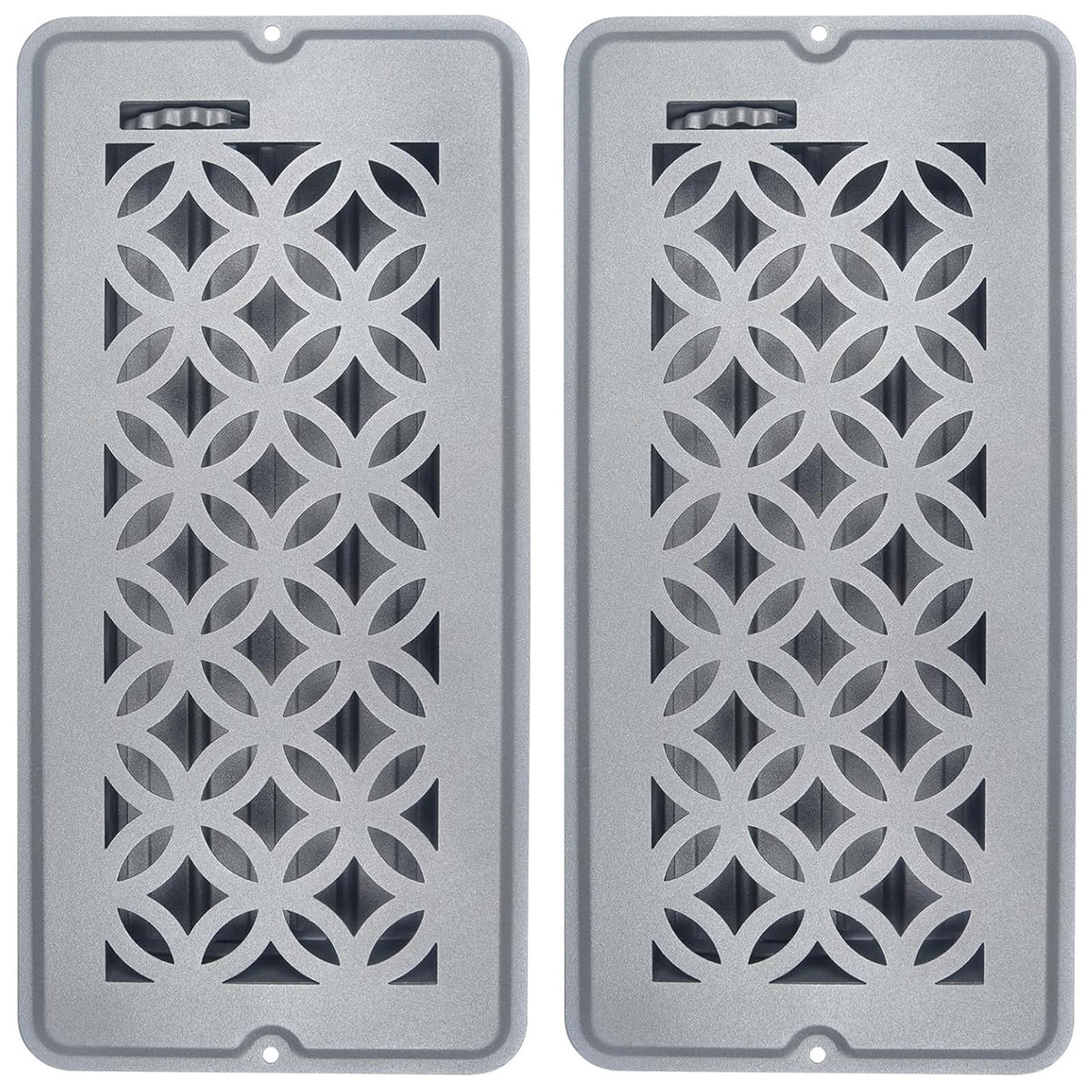 MMFSF floor vent cover in silver-gray on wood floor improves airflow and style