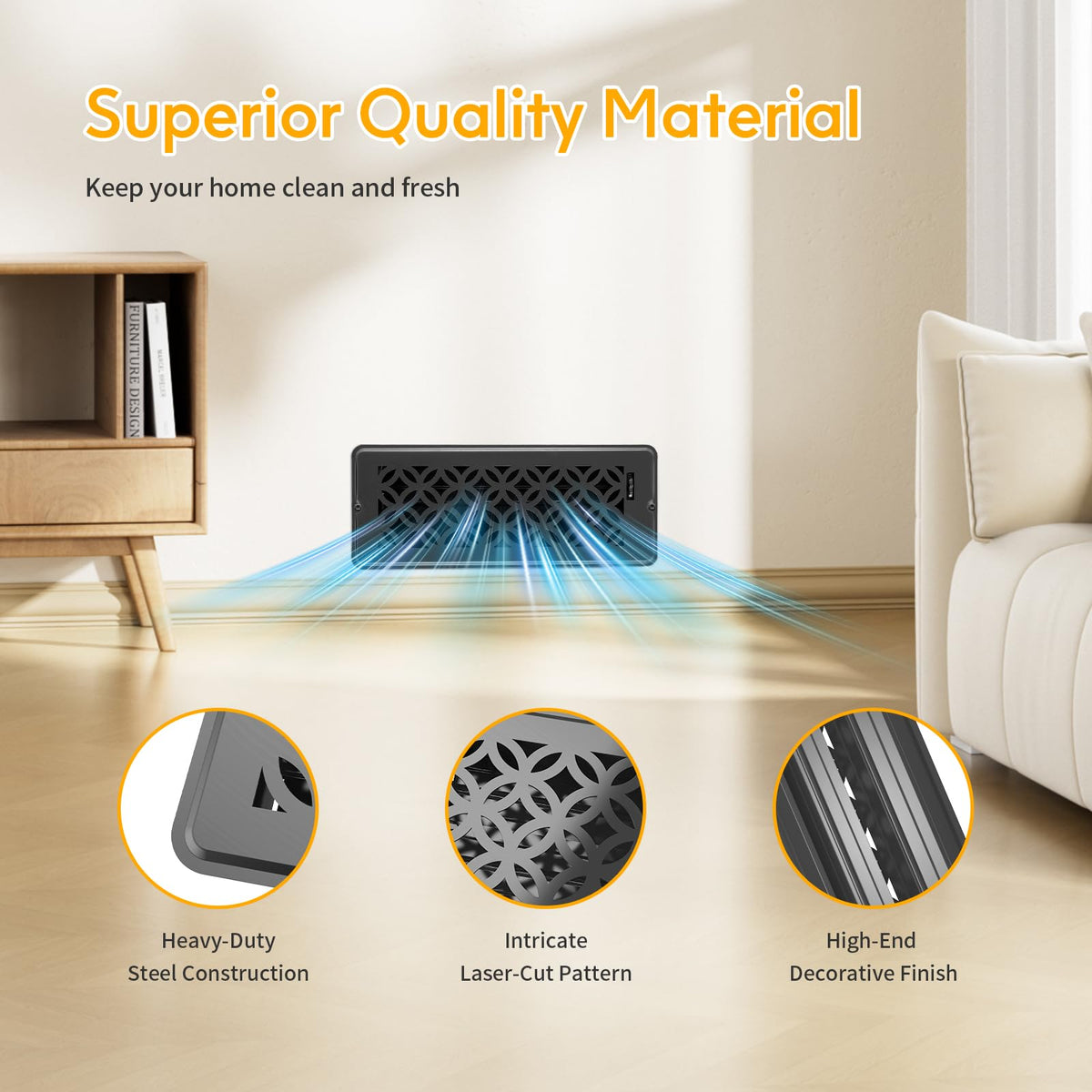 MMFSF floor vent cover 4x12 easy installation with or without screws.