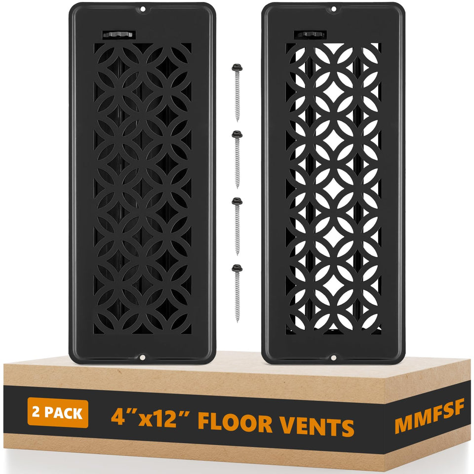 MMFSF floor vent cover 4x12 front view shows sturdy steel and clean lines.