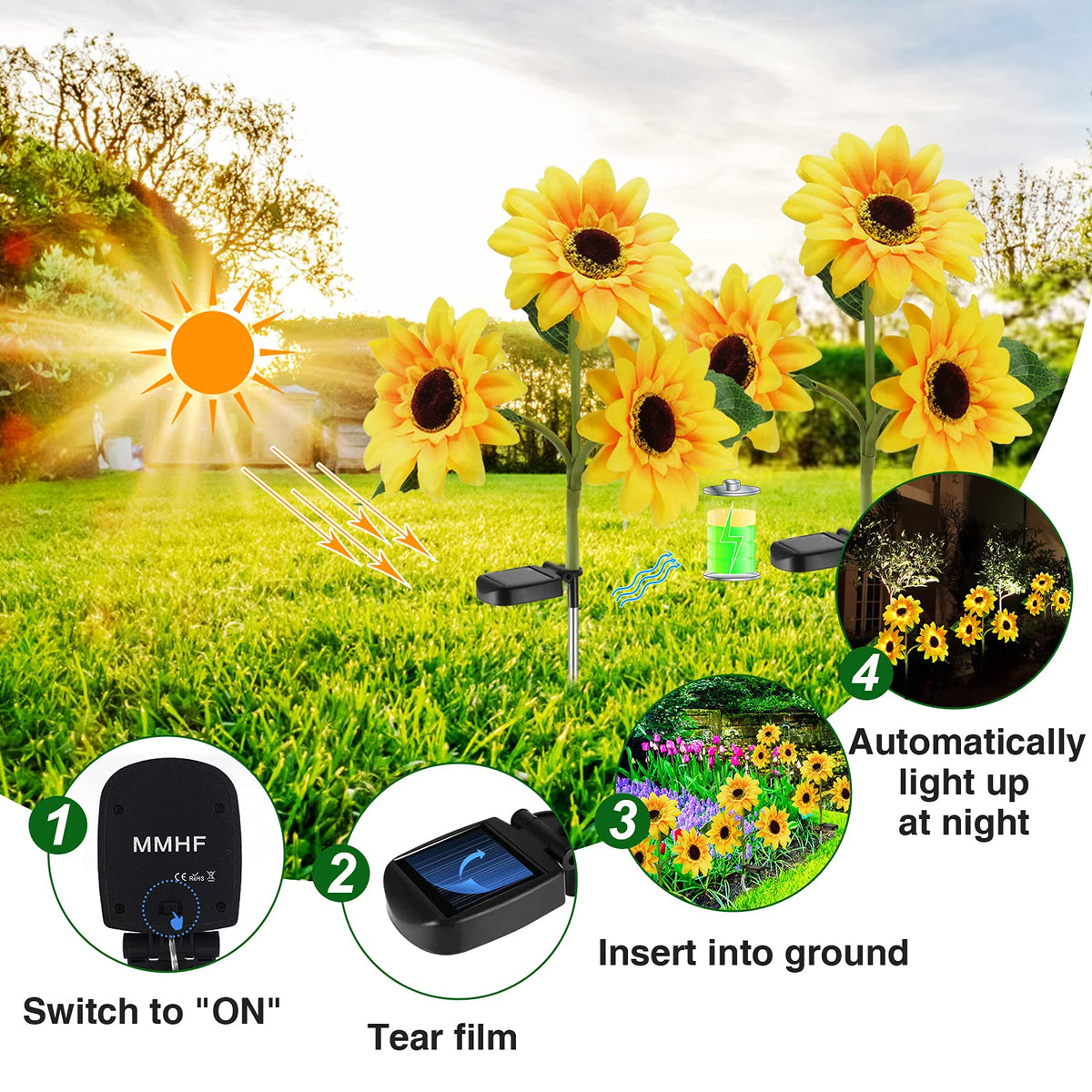 MMHF upgraded solar panel boosts charging performance for sunflowers.
