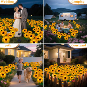 MMHF waterproof sunflower stake lights endure rain while brightening the garden.