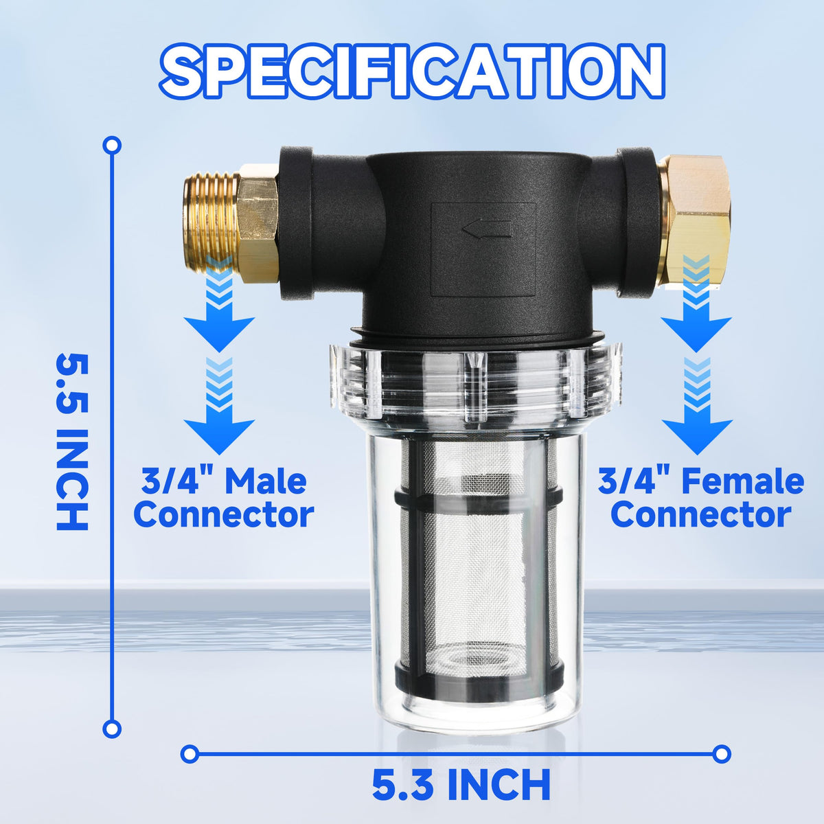 M MINGLE 34in thread-fit filter attaches to most hoses.