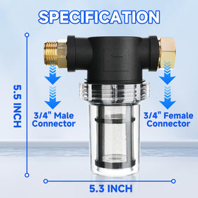 M MINGLE 34in thread-fit filter attaches to most hoses.