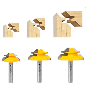 MNA 45-degree lock miter router bit set front view for precise joints