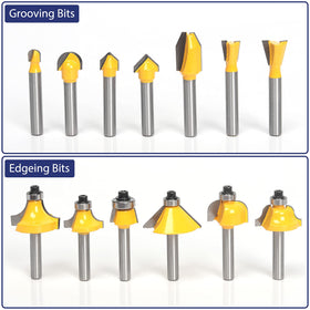 MNA carbide-tipped bits close-up showing sharp edges for smooth finishes.