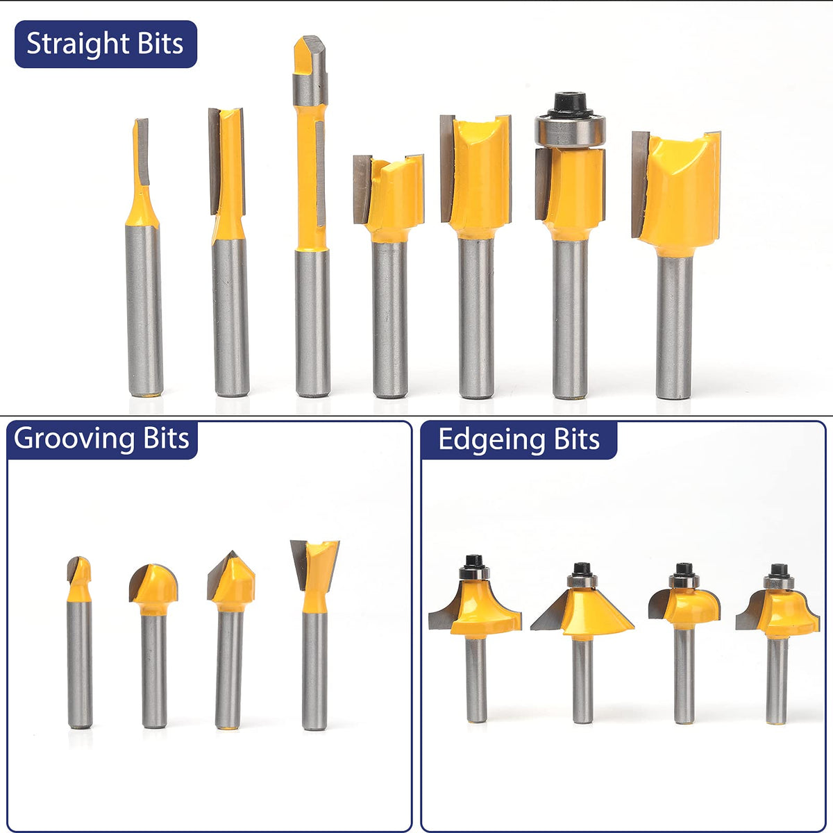 MNA carbide-tipped bits variety for common DIY tasks.