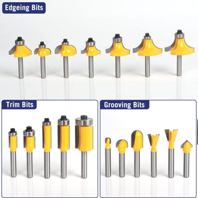 MNA carbide-tipped router bits provide sharp edges for smooth finishes.