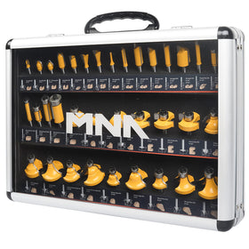 MNA Router Bits 35-piece set in aluminum case delivers precise cuts.