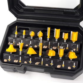 MNA router bits set 15 pieces 1-4 inch for precise cuts.