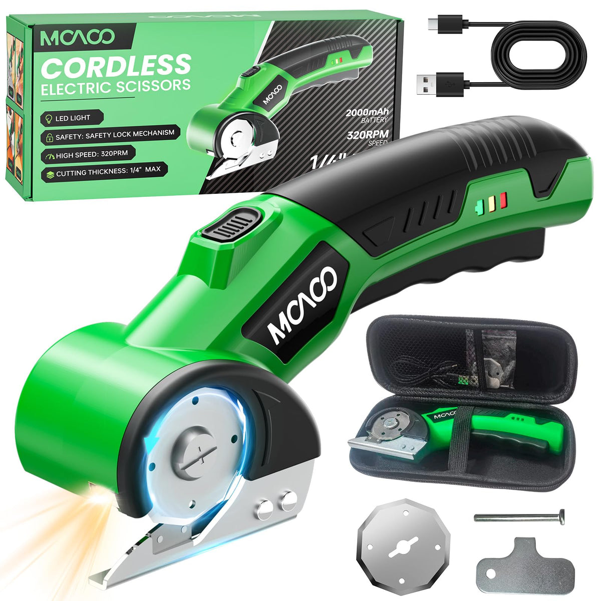 MOAOO Cardboard Cutter with LED light for precise cuts in dim spaces