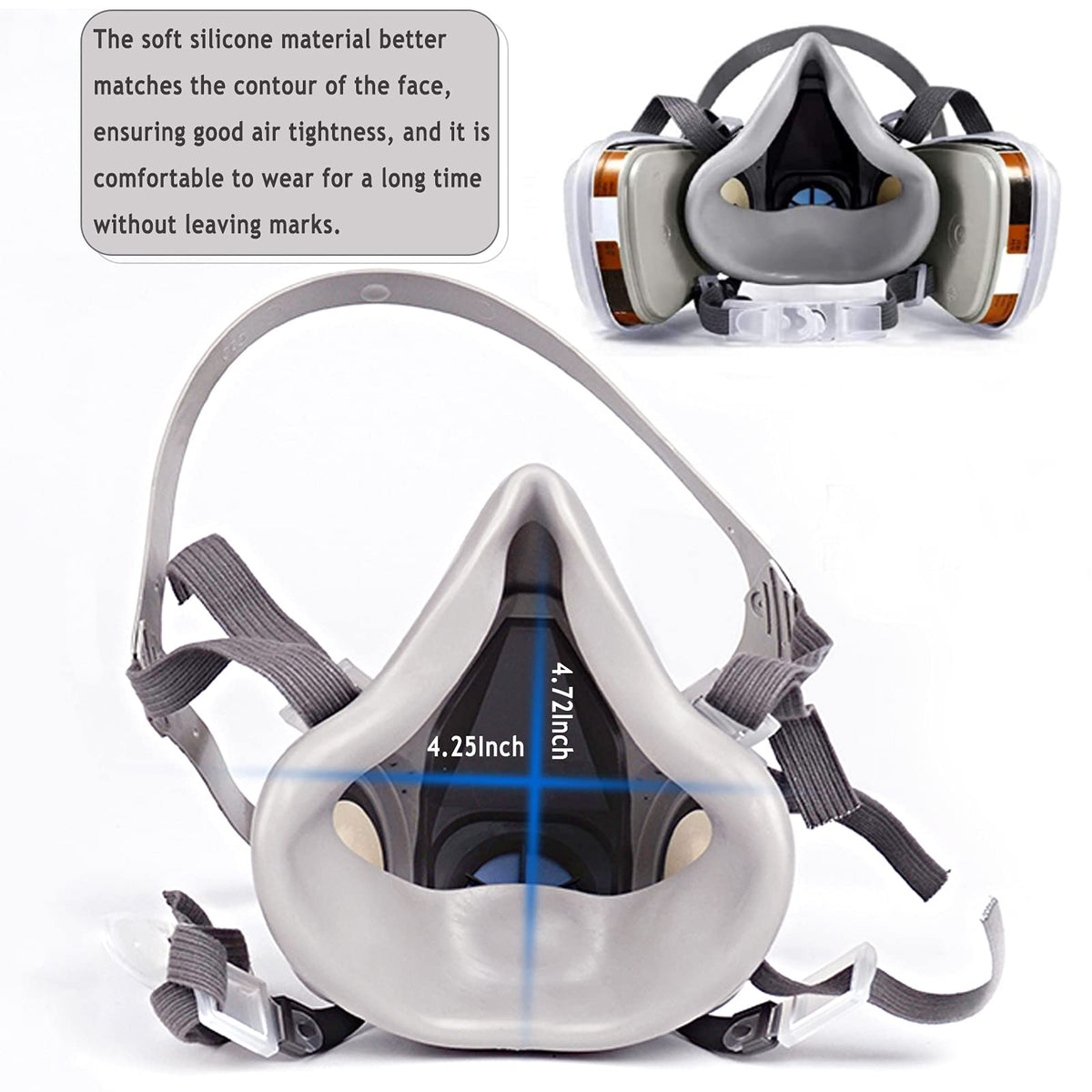 moaron half-face respirator with soft rubber seal for a comfortable fit