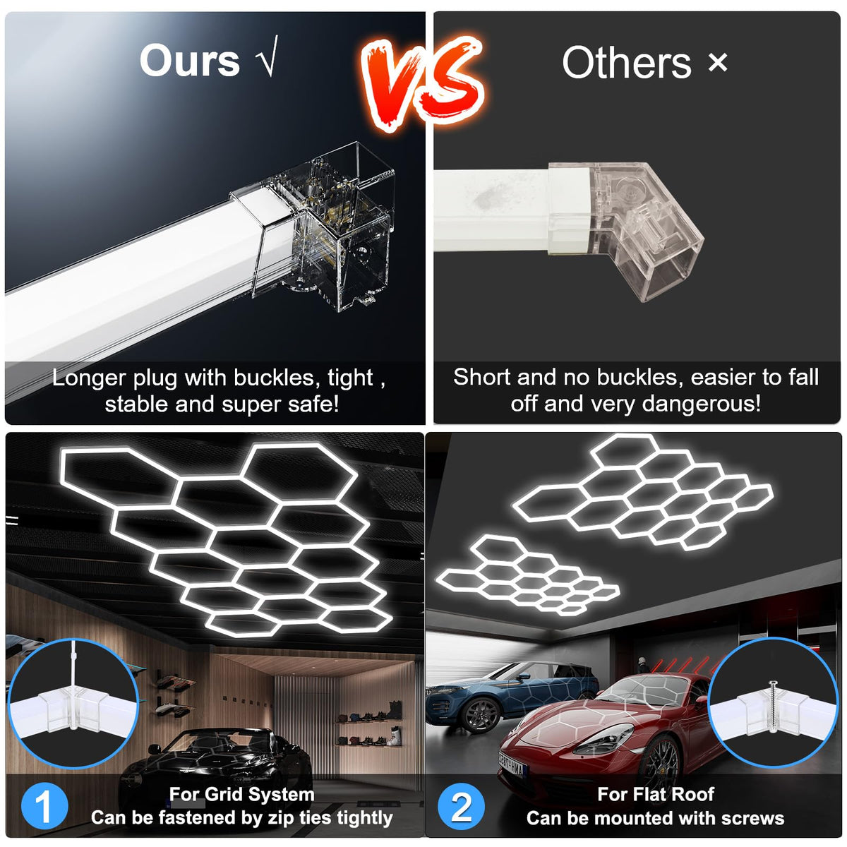 MODERN 14-Hexagon LED ceiling mount on grid ceiling