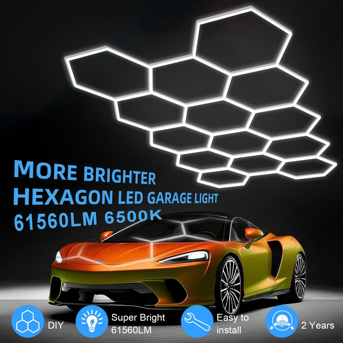 MODERN 14-Hexagon LED installation kit with mounting hardware