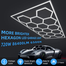 MODERN Hexagon Garage Light assembly kit shows modular wiring options.