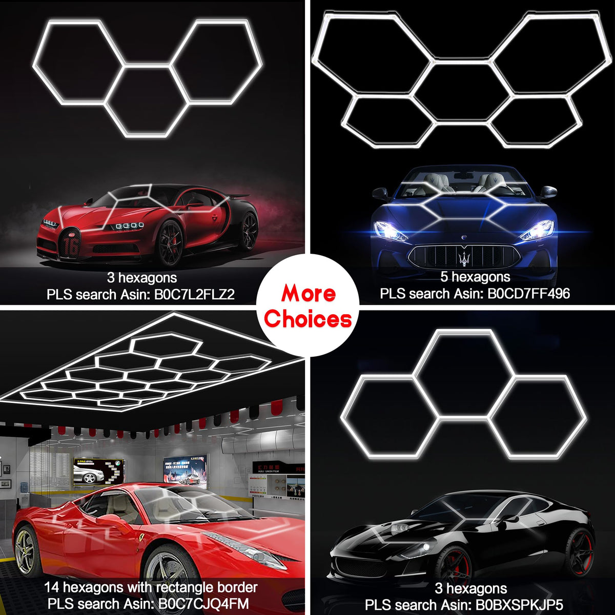 MODERN Hexagon Garage Light grid installation provides wide workshop visibility.