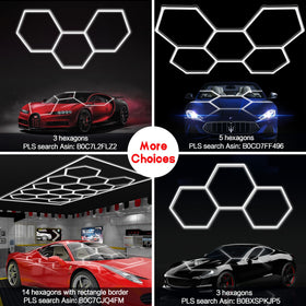 MODERN Hexagon Garage Light grid installation provides wide workshop visibility.